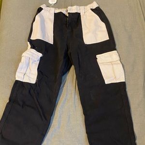 Black and White Two-Toned Cargo Pants